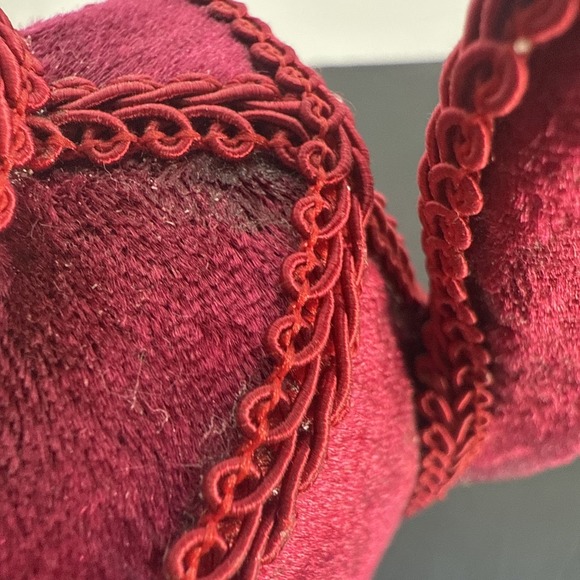 Red Rose Velvet Lace Teapot Christmas Ornament Embroidery Ornament Floral - Picture 8 of 9